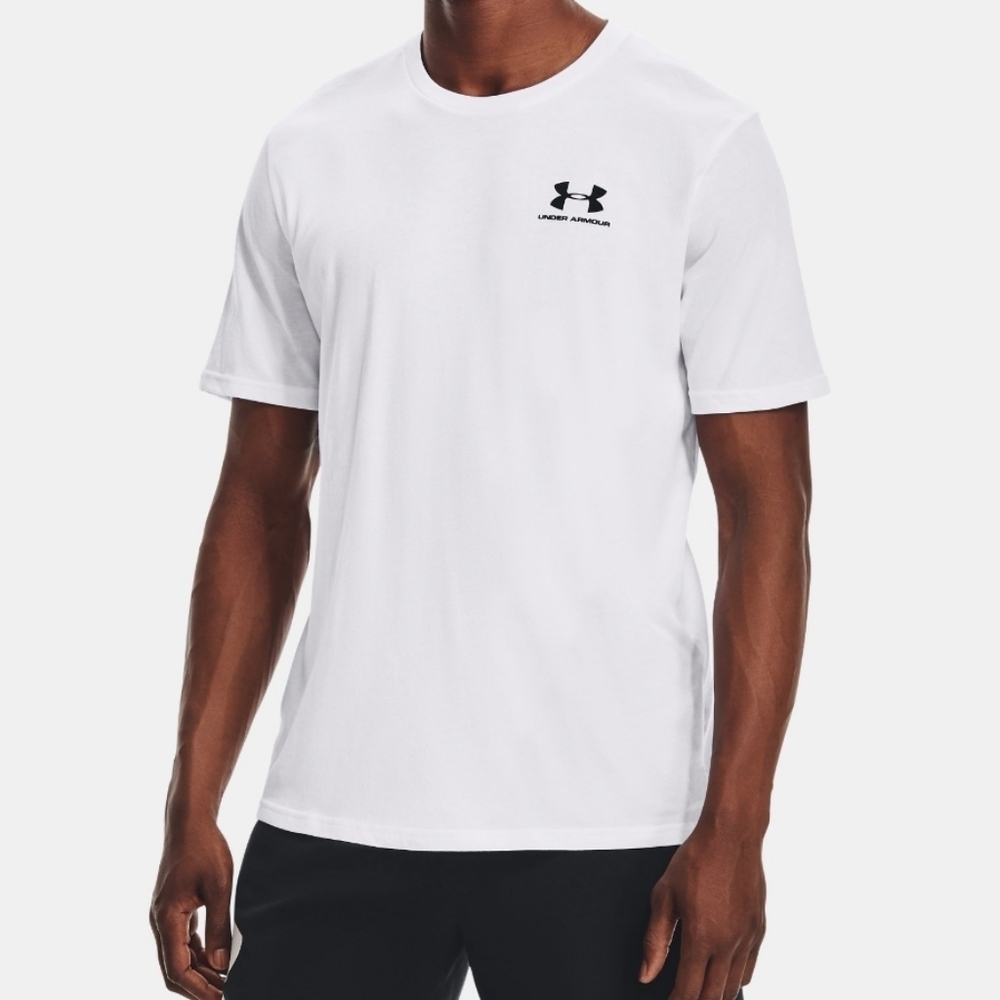 Under Armour Men's UA Sportstyle Left Chest Short Sleeve Shirt in White Size 2XL